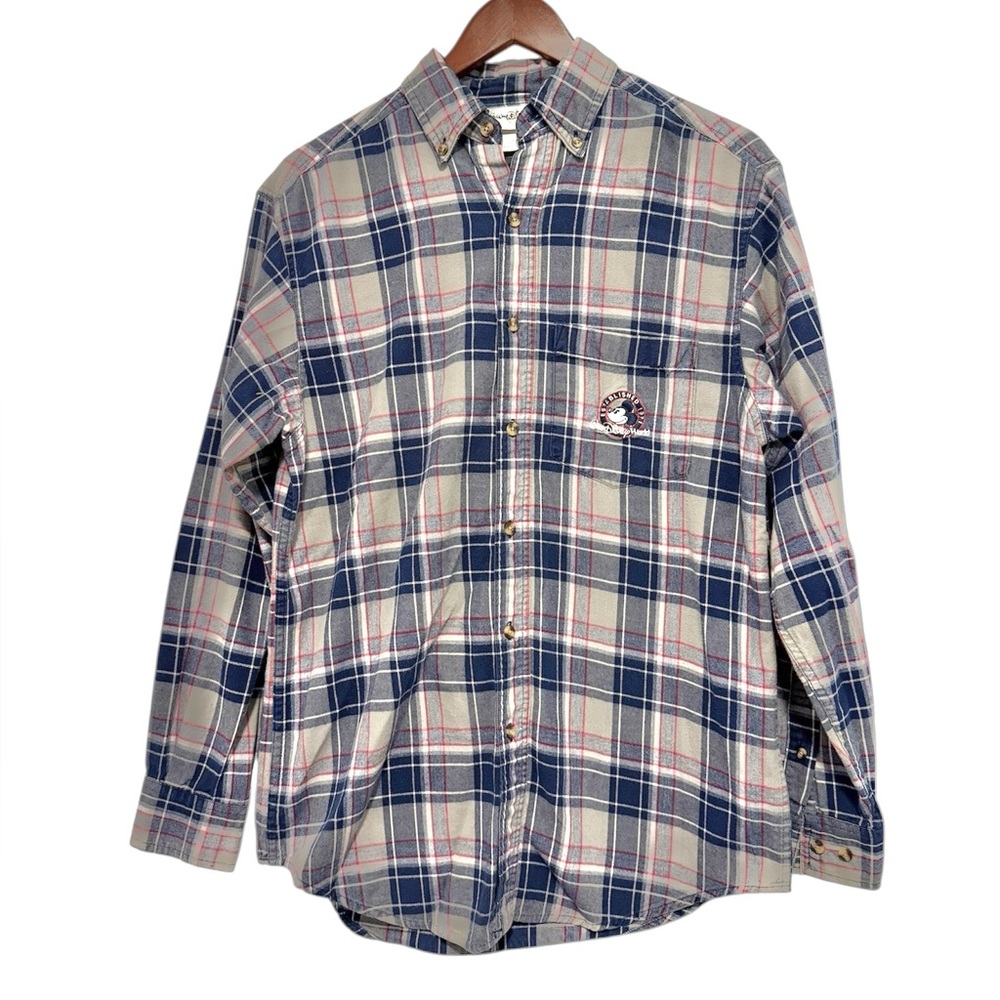 VTG Walt Disney World Y2K Cotton Flannel Button Down Embroidered Small Oversized